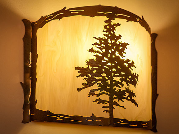 Rustic Lighting Tall Pine Tree Wall Sconce