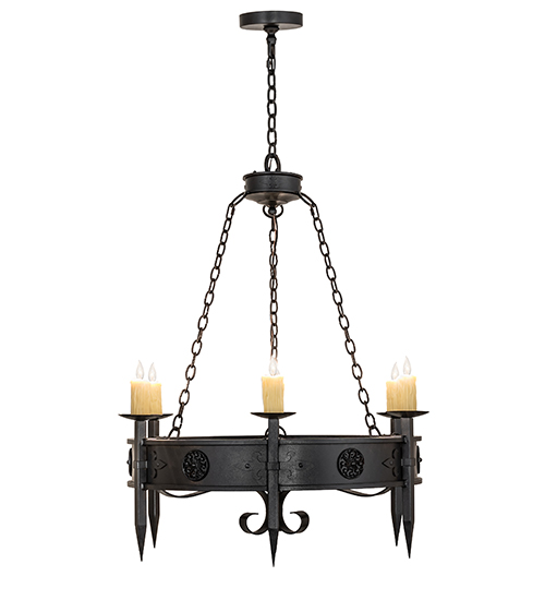  GOTHIC SCROLL FEATURES CRAFTED OF STEEL FAUX CANDLE SLEVES CANDLE BULB ON TOP