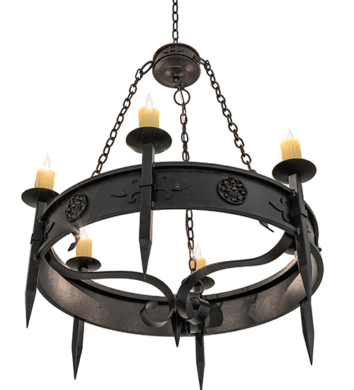  GOTHIC SCROLL FEATURES CRAFTED OF STEEL FAUX CANDLE SLEVES CANDLE BULB ON TOP