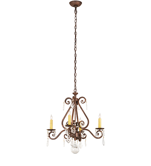  VICTORIAN SCROLL FEATURES CRAFTED OF STEEL CRYSTAL ACCENTS FAUX CANDLE SLEVES CANDLE BULB ON TOP