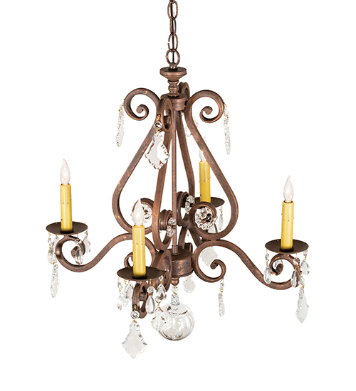  VICTORIAN SCROLL FEATURES CRAFTED OF STEEL CRYSTAL ACCENTS FAUX CANDLE SLEVES CANDLE BULB ON TOP