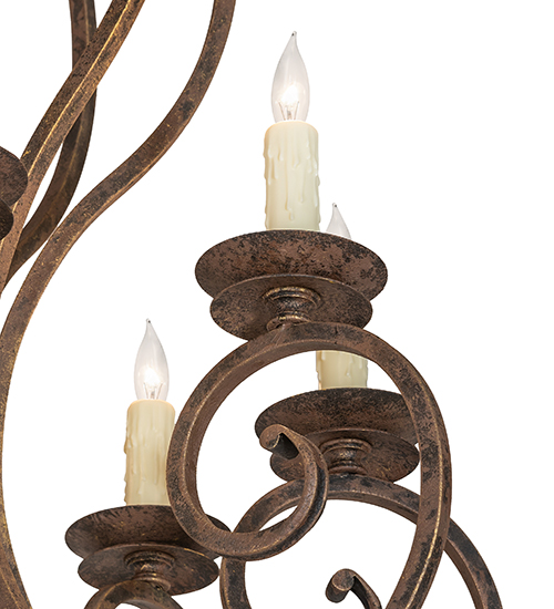  VICTORIAN GOTHIC SCROLL FEATURES CRAFTED OF STEEL FAUX CANDLE SLEVES CANDLE BULB ON TOP