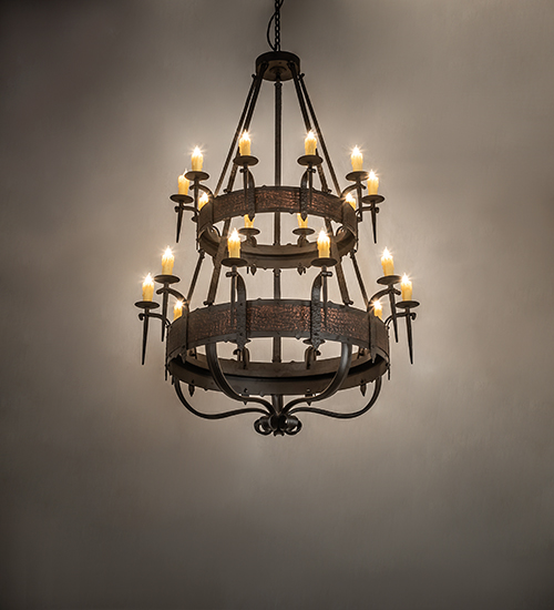  LODGE RUSTIC OR MOUNTIAN GREAT ROOM GOTHIC SCROLL FEATURES CRAFTED OF STEEL FAUX CANDLE SLEVES CANDLE BULB ON TOP
