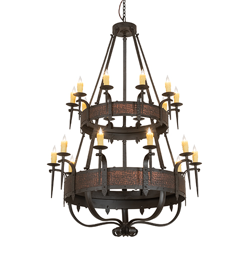  LODGE RUSTIC OR MOUNTIAN GREAT ROOM GOTHIC SCROLL FEATURES CRAFTED OF STEEL FAUX CANDLE SLEVES CANDLE BULB ON TOP