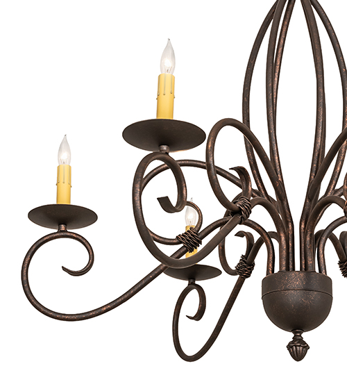  VICTORIAN SCROLL FEATURES CRAFTED OF STEEL FAUX CANDLE SLEVES CANDLE BULB ON TOP