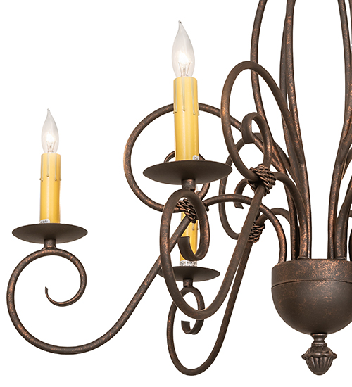  VICTORIAN SCROLL FEATURES CRAFTED OF STEEL FAUX CANDLE SLEVES CANDLE BULB ON TOP