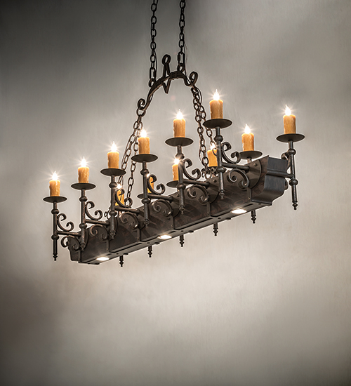  VICTORIAN GOTHIC SCROLL FEATURES CRAFTED OF STEEL FAUX CANDLE SLEVES CANDLE BULB ON TOP