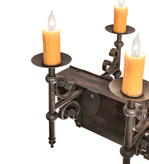  VICTORIAN GOTHIC SCROLL FEATURES CRAFTED OF STEEL FAUX CANDLE SLEVES CANDLE BULB ON TOP