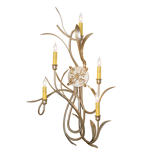  FLORAL NOUVEAU SCROLL FEATURES CRAFTED OF STEEL FAUX CANDLE SLEVES CANDLE BULB ON TOP